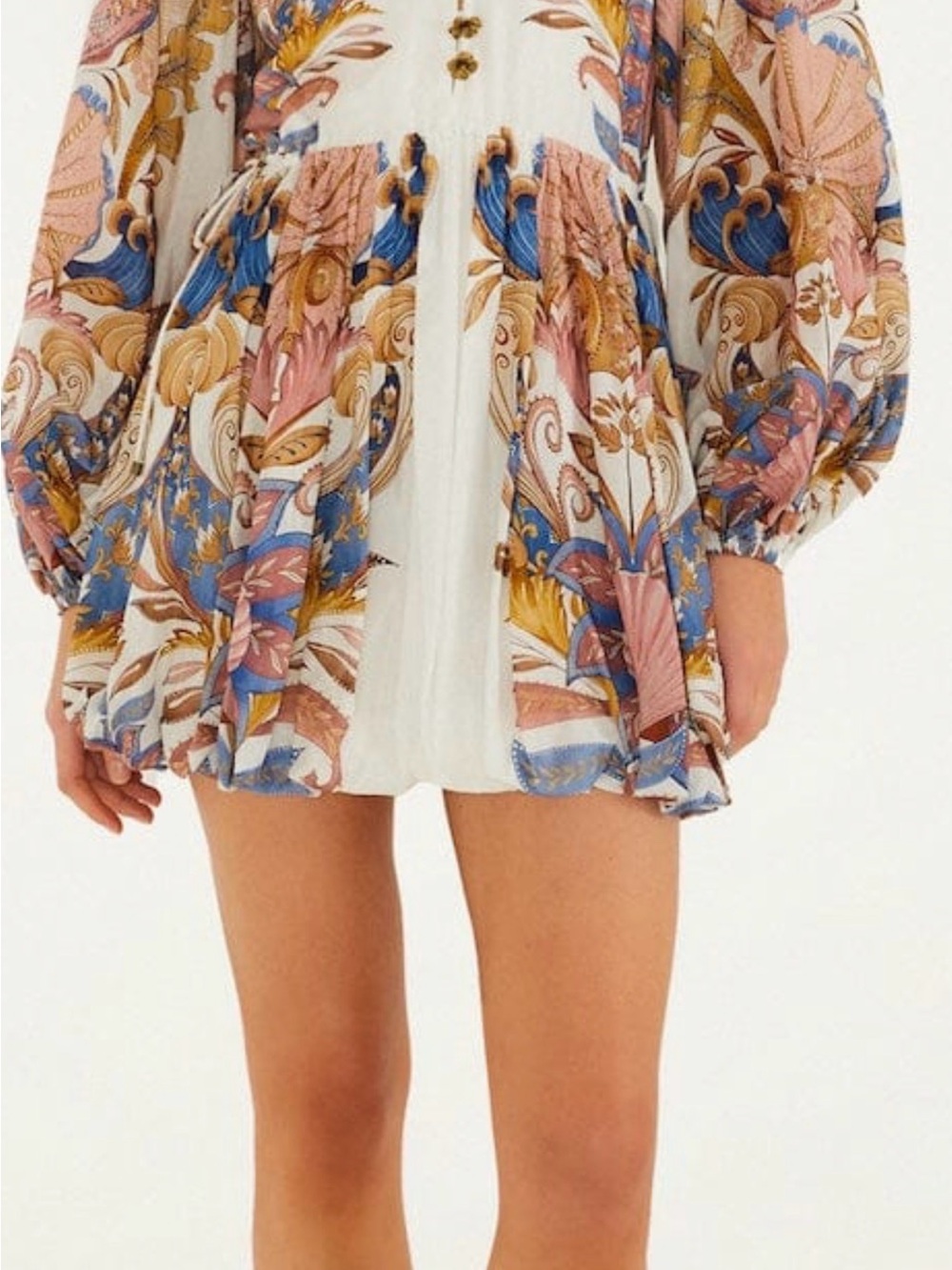 Printed Long-Sleeve Mini Dress in Multi-Color - Picture 3 of 5